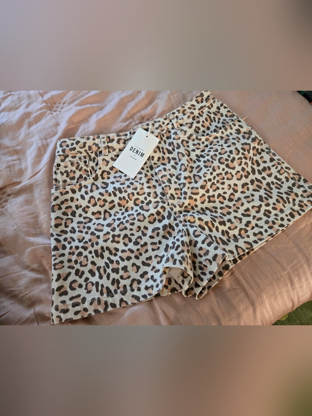 Sézane Le City Leopard Print Denim Shorts - Cream & Brown